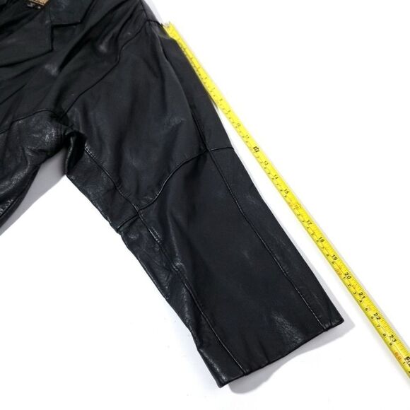 VINTAGE Black 100% Leather Western Cowboy Button Down Rancher Coat Jacket Small - Picture 5 of 9